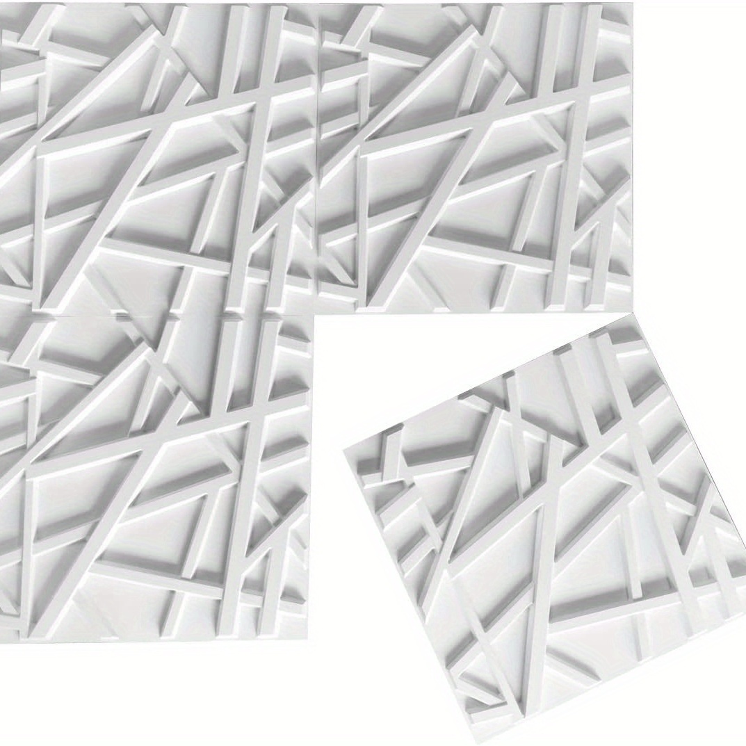 White Pvc 3d Wall Panels 32 Sqft Coverage Geometric Lines - Temu