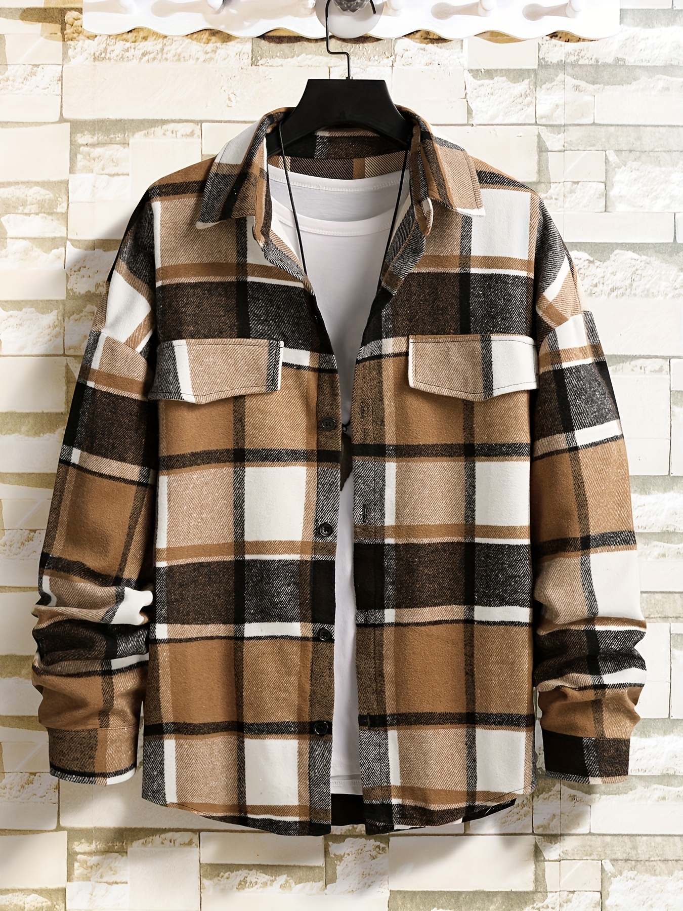 100% Cotton Classic Plaid Men's Hooded Jacket Fleece Lined - Temu