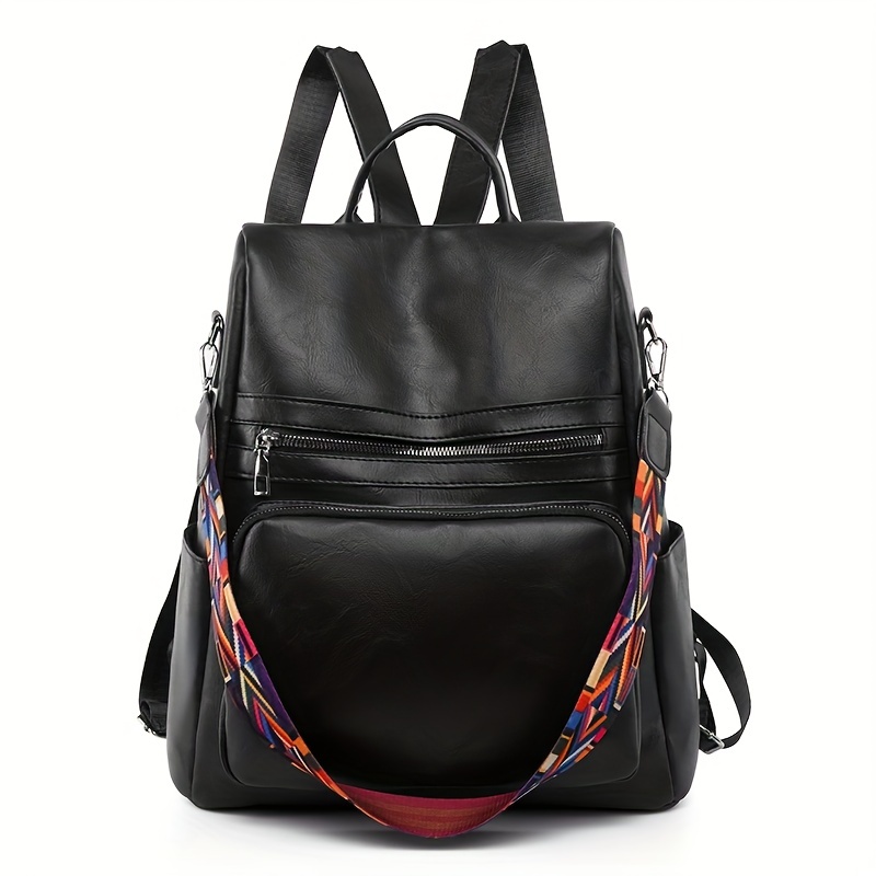 PU Leather Backpack Purse for Women Fashion Multipurpose Design Handbag  Ladies Shoulder Bags Travel Backpack(Black)