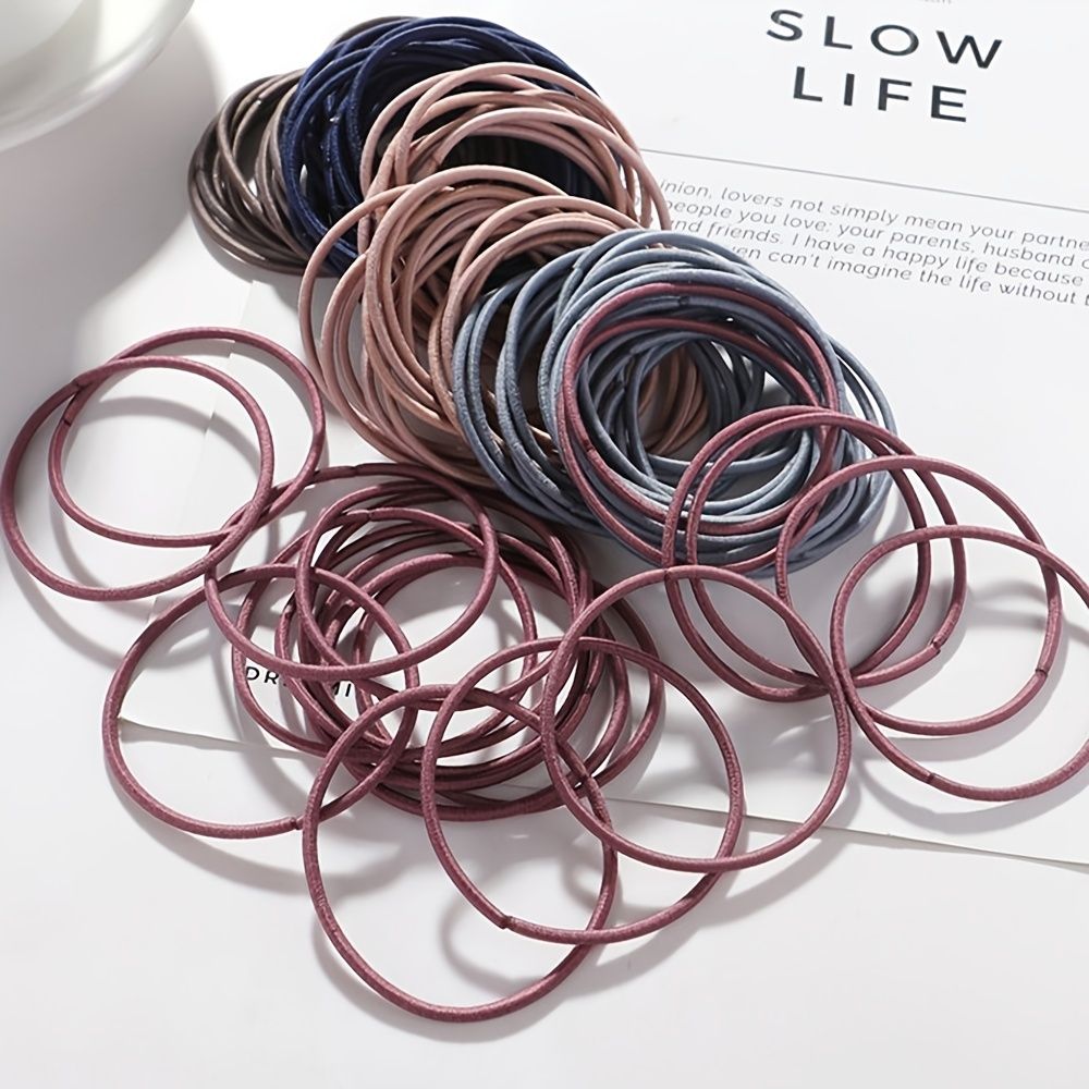100pcs Multicolor Elastic Thin Hair Ties Rubber Band For Women Girls Thick Hair  Thin Hair No Damage Hair Accessories - Beauty & Personal Care - Temu