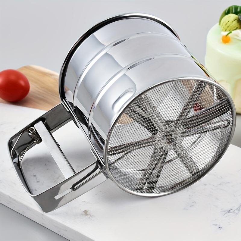 Flour Sifter Sifter With Hand Press Design Flour Sieve - Temu