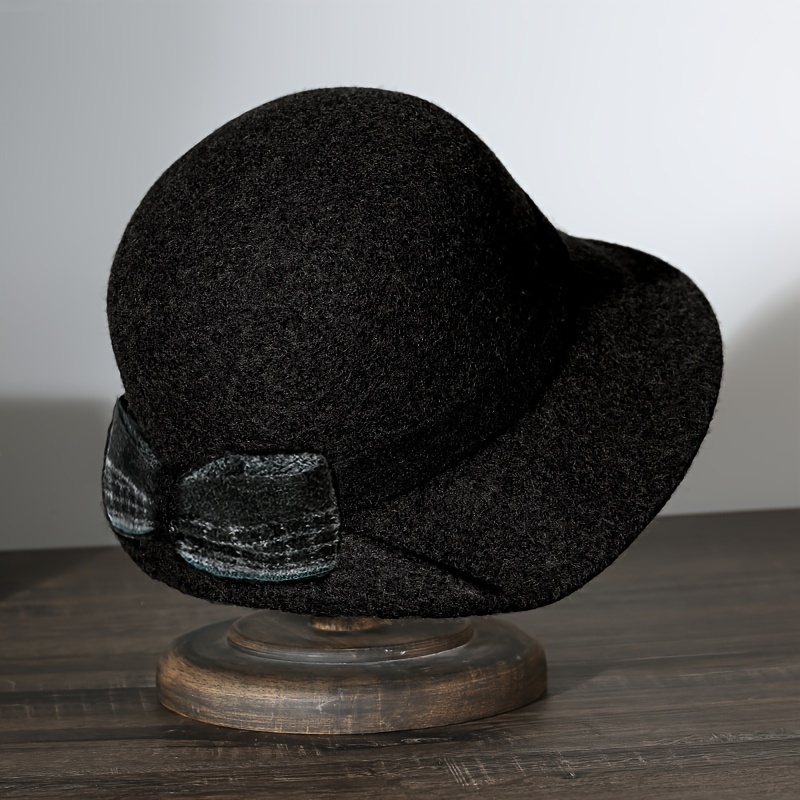 Elegant Bowknot Wool Bucket Hat Classic French Style - Temu United Kingdom