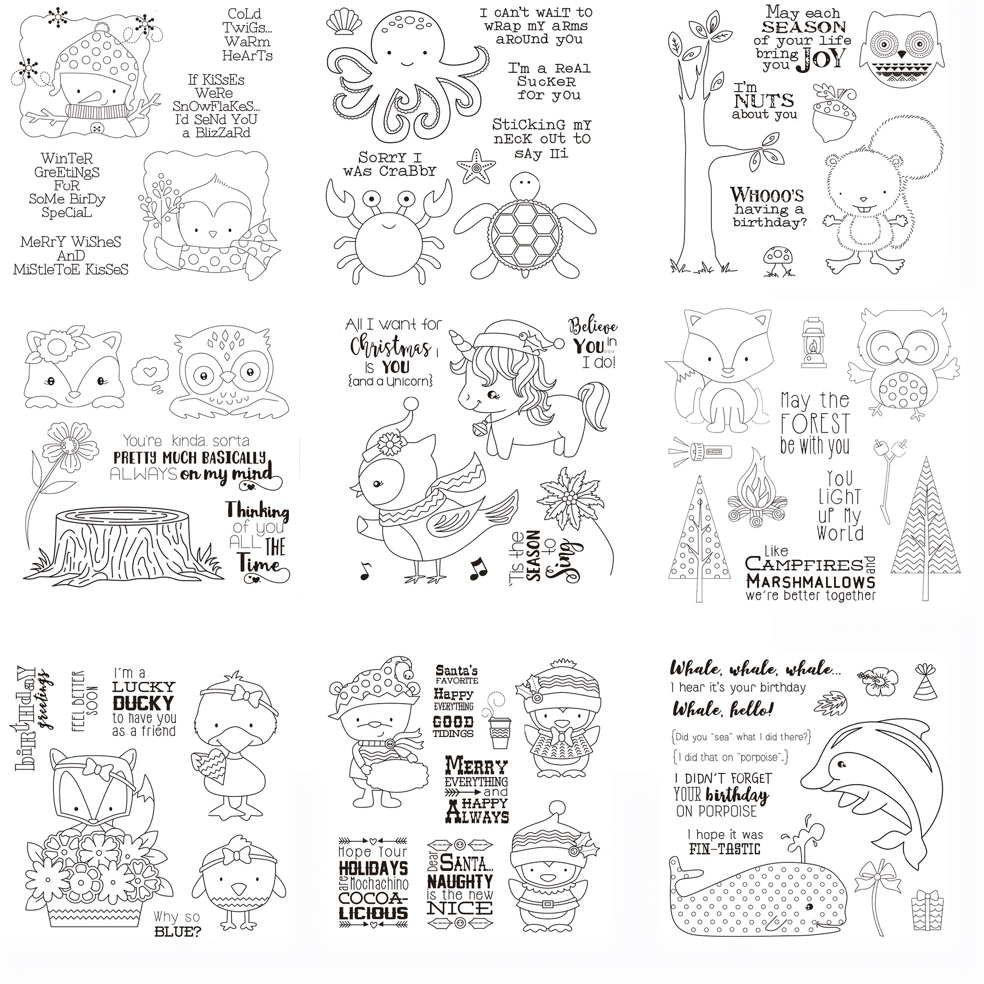 MangoCraft Diseño Original Lindos Sellos De Búho, Oso Y Ardilla De Dibujos  Animados Para Manualidades De Scrapbooking, Sellos De Silicona Para Decorac