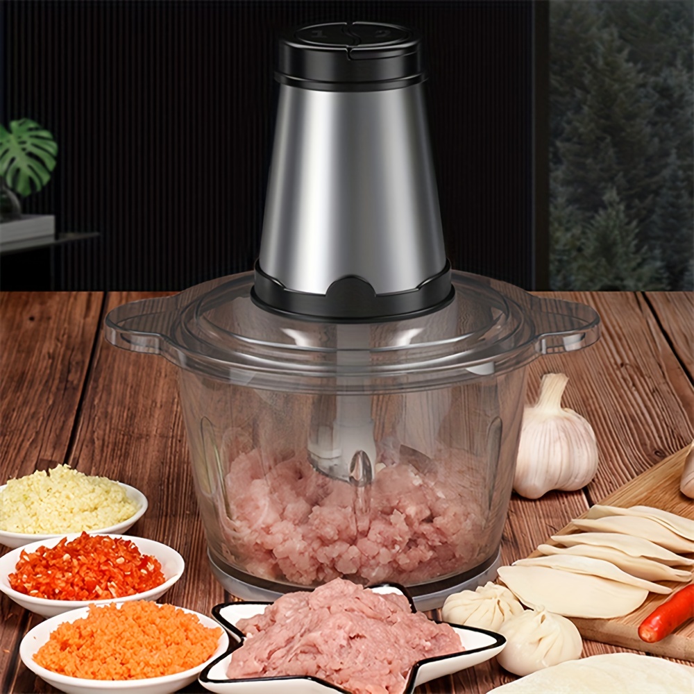 Fnjr1888 Glass Bowl 4 Blades Two Speed Electric Meat Grinder Food