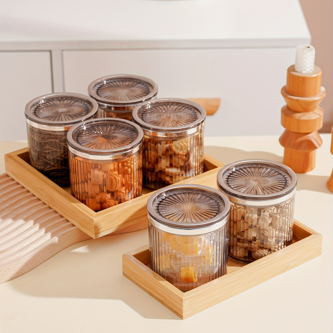 Amber Airtight Glass Pot, Amber Kitchen Spice Jars