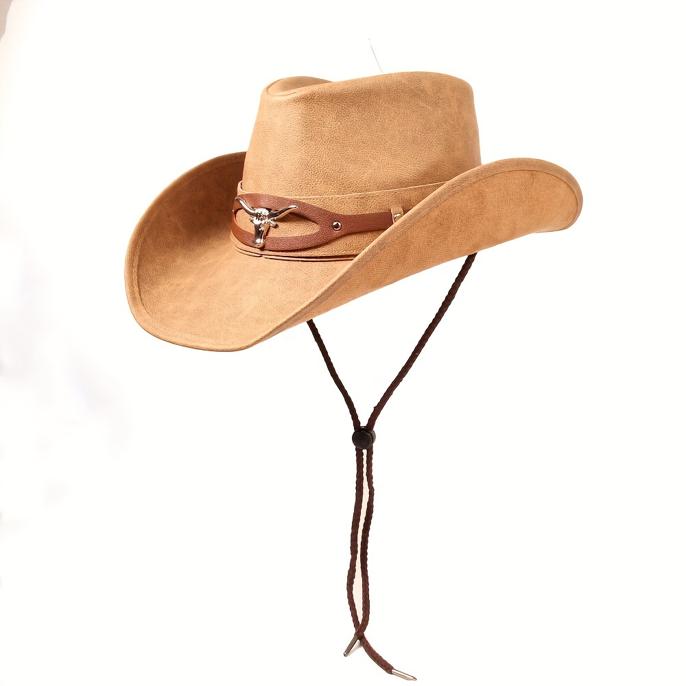 Sombrero vaquero de cuero occidental | Sombreros estilo Western Outback |  Sombrero de vaquero marrón para hombre