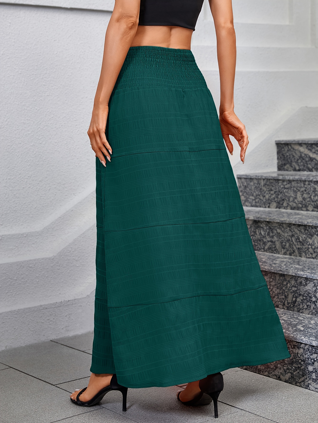 Tall Woven Shirred Waist Maxi Skirt