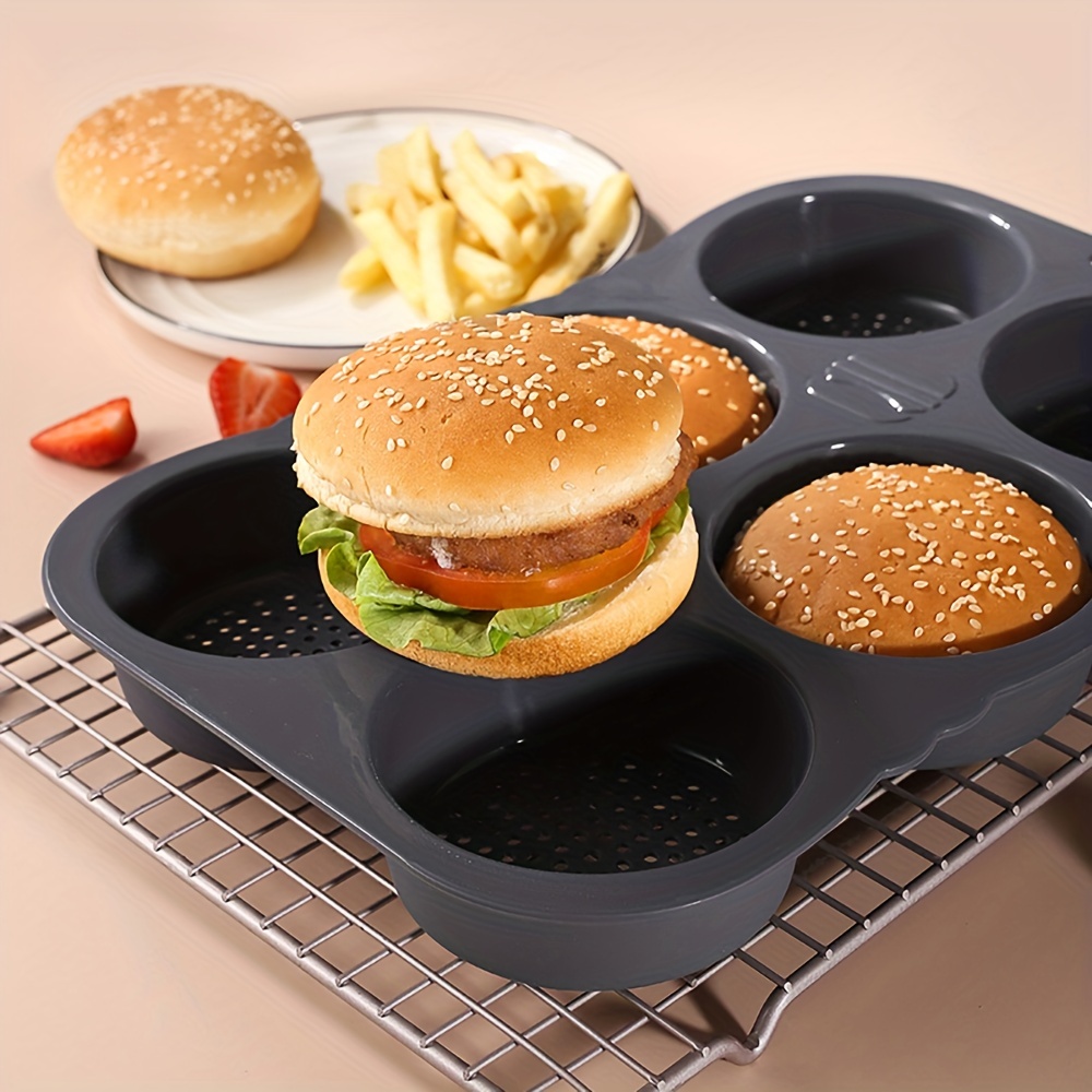 Heat Resistant Silicone Hamburger Bun Pan - Perforated Muffin Pan For Baking  Cupcakes And More - Kitchen Gadgets And Accessories - Temu