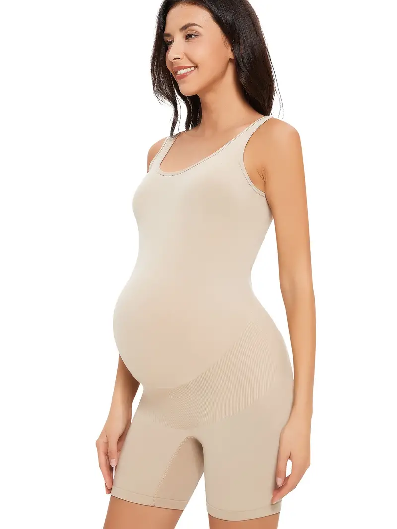 Women's Maternity Solid Highly Stretchy Solid Bodysuit Belly