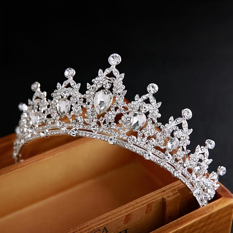 White Crystal Handmade Bridal Princess Crown Party Crown - Temu