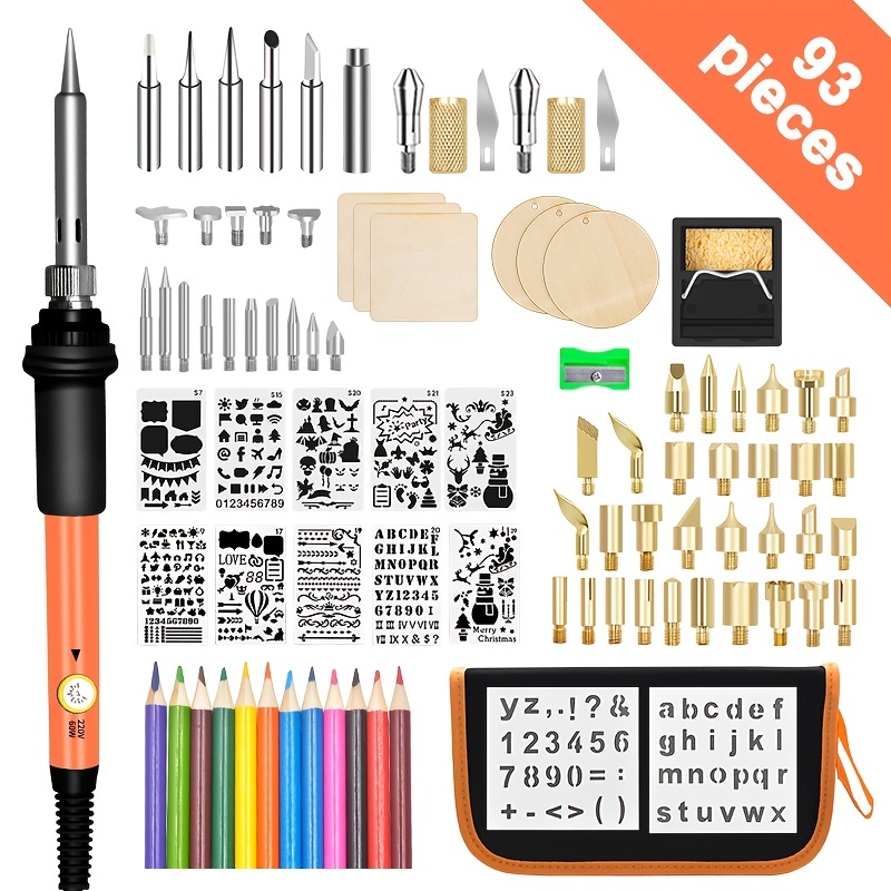110pcs Wood Burning Pen Kit with LCD Display Professional Wood Burning Pen Burner DIY Wood Burning Tool Pyrography Set Adjustable Temperature for
