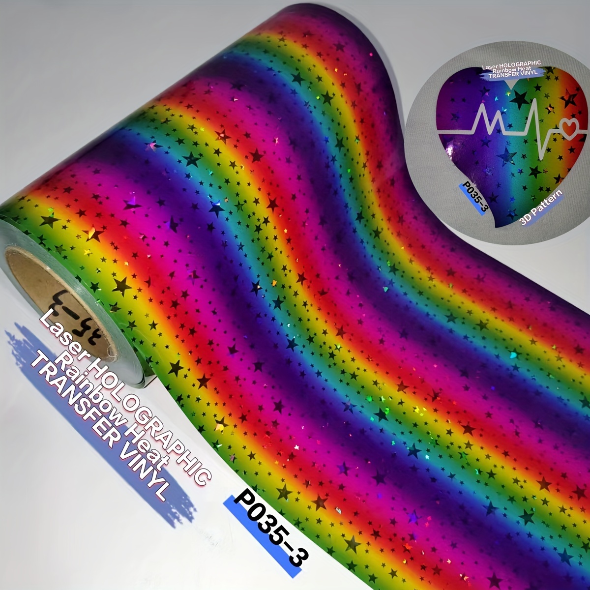 12 x 6ft Holographic Rainbow Purple HTV Heat Transfer Iron on Vinyl, 1 Roll
