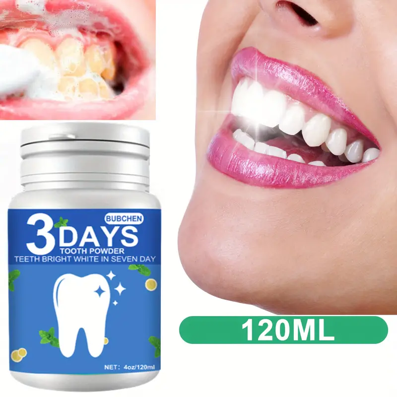 1pc 120ml teeth whitening powder teeth polishing tooth deep cleaning powder tea coffee wine smoking stain remover cleaning breath freshener tooth cleaning powder for daily life details 0