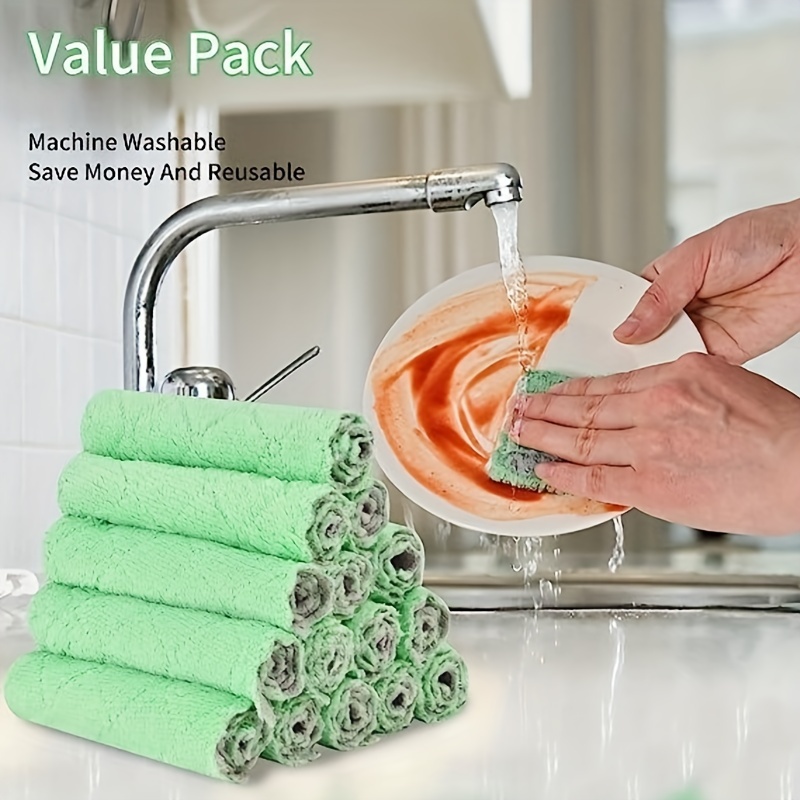 Microfiber Dishwashing Cloths, Kitchen Dish Cleaning Cloth,Dual-Purpose 