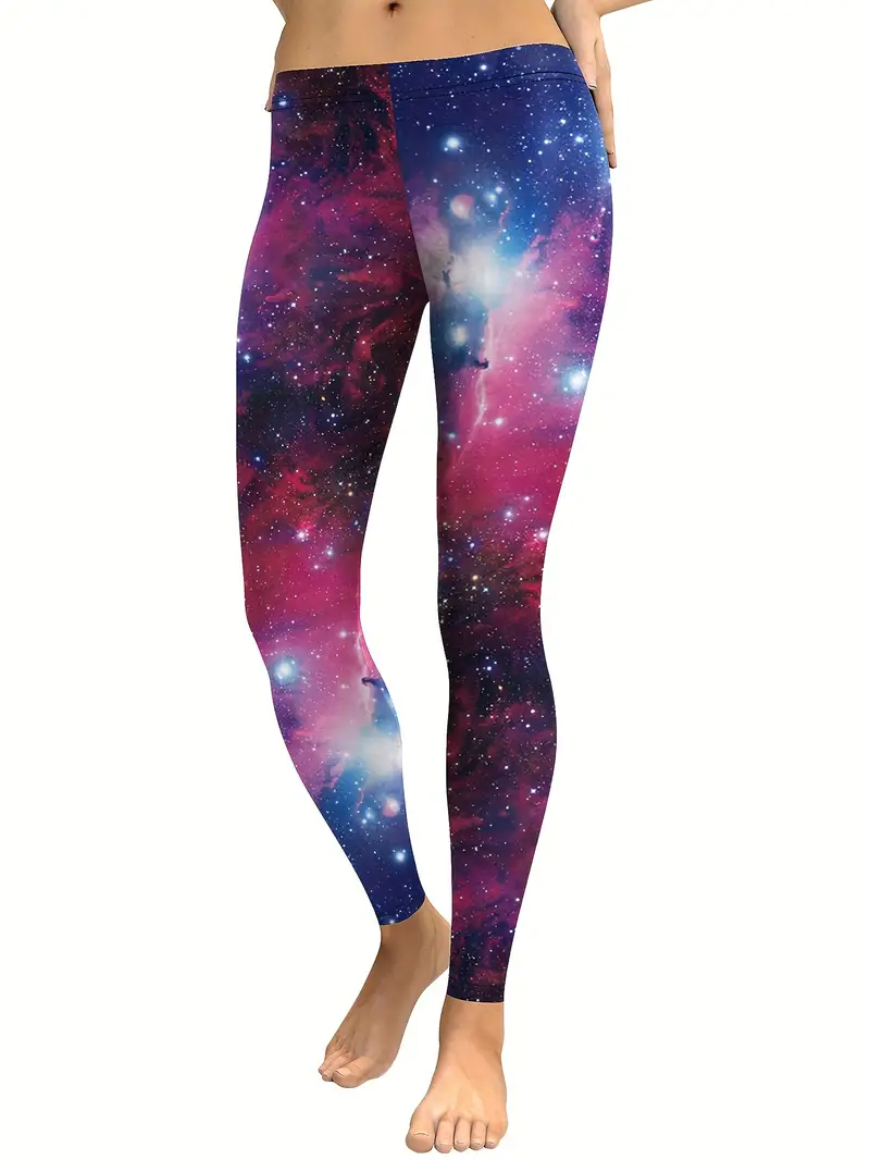 Starry Sky Print Leggings, Casual Slim Long Length Leggings, Women's  Clothing - Temu Mexico