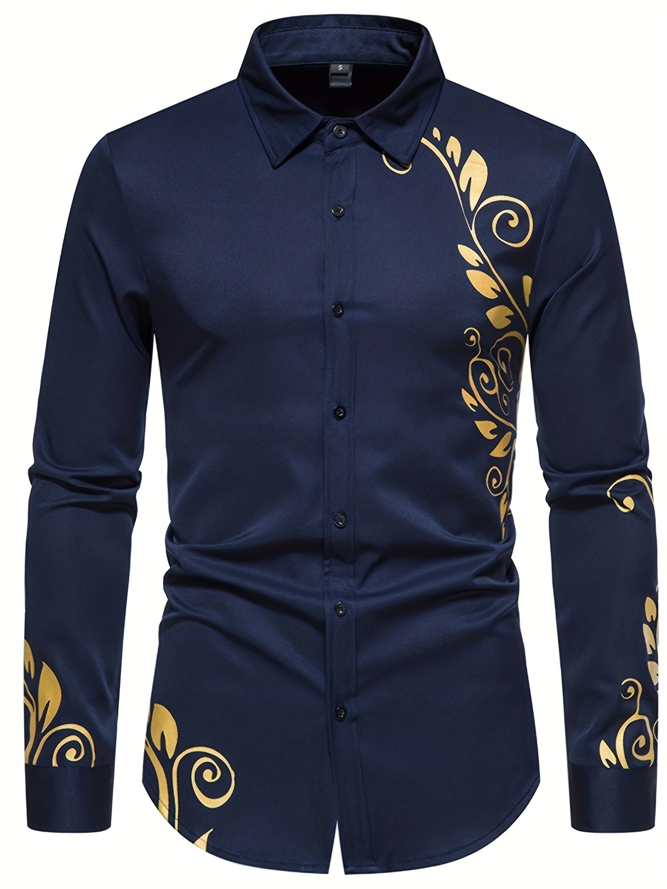 Gold Foil Print Fashion Shirt for Men