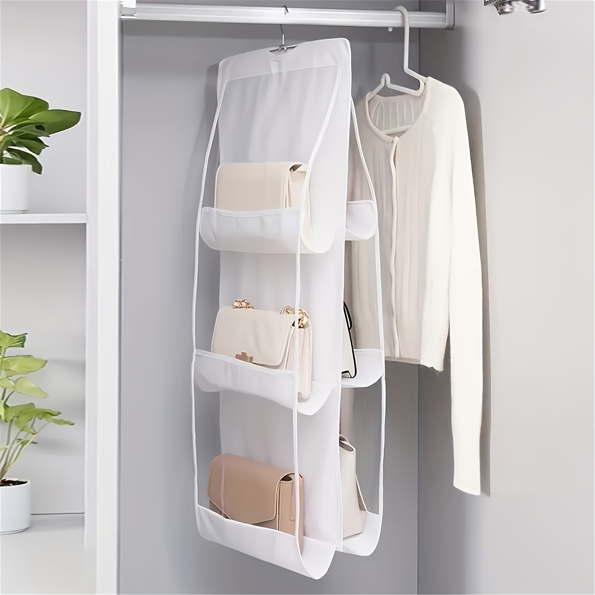 Clear Double sided Bag Organizer Foldable Wardrobe Hanging - Temu