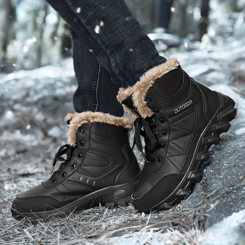 Men's Lace-Up Plush High-Top Winter Snow Boots