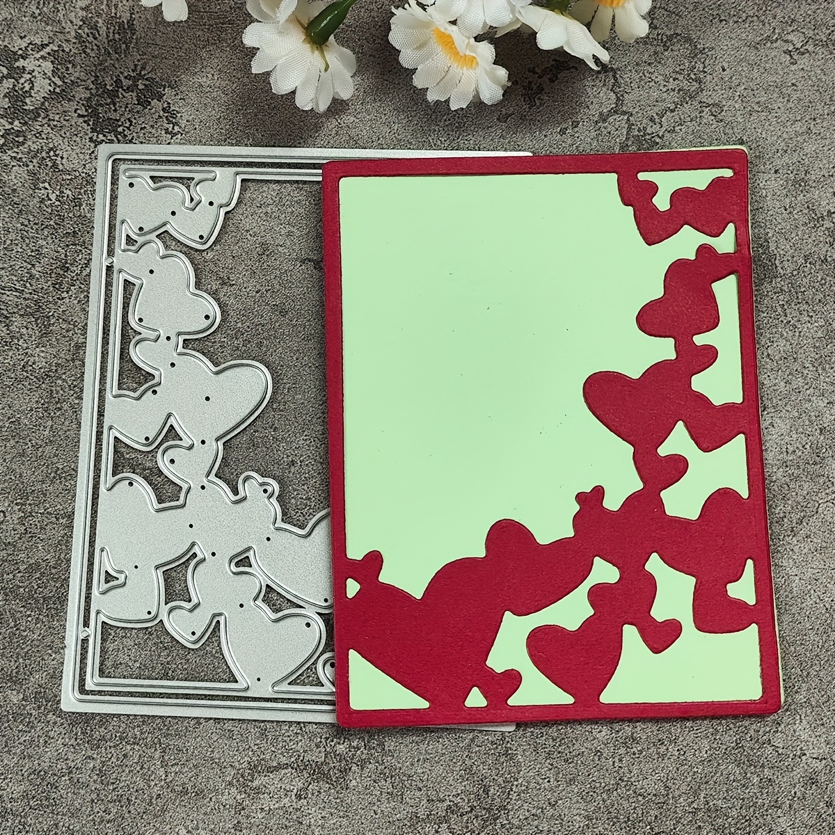 Love Heart Flower Frame Cutting Dies Metal Die Cuts For Diy - Temu