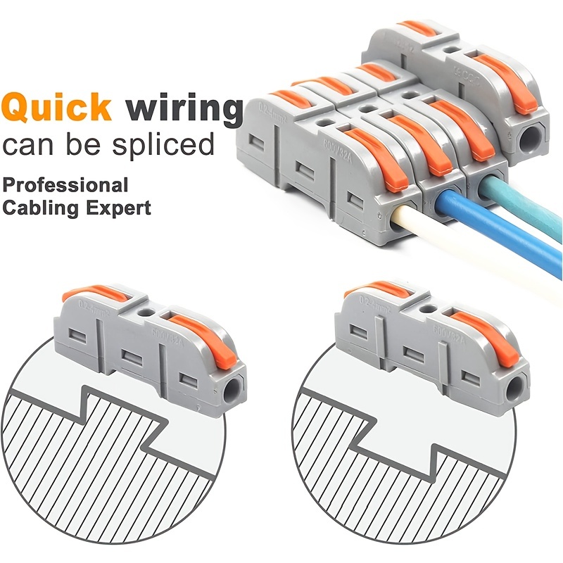 Connecteurs de fil à levier ，25 connecteurs de borne rapide T-Tap ，  Connecteur électrique de type T ， adapté au fil toronné solide AWG 28-12 :  : Commerce, Industrie et Science