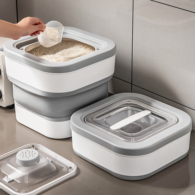 1pc Folding Rice Bucket Large Capacity Cereal Storage Container
