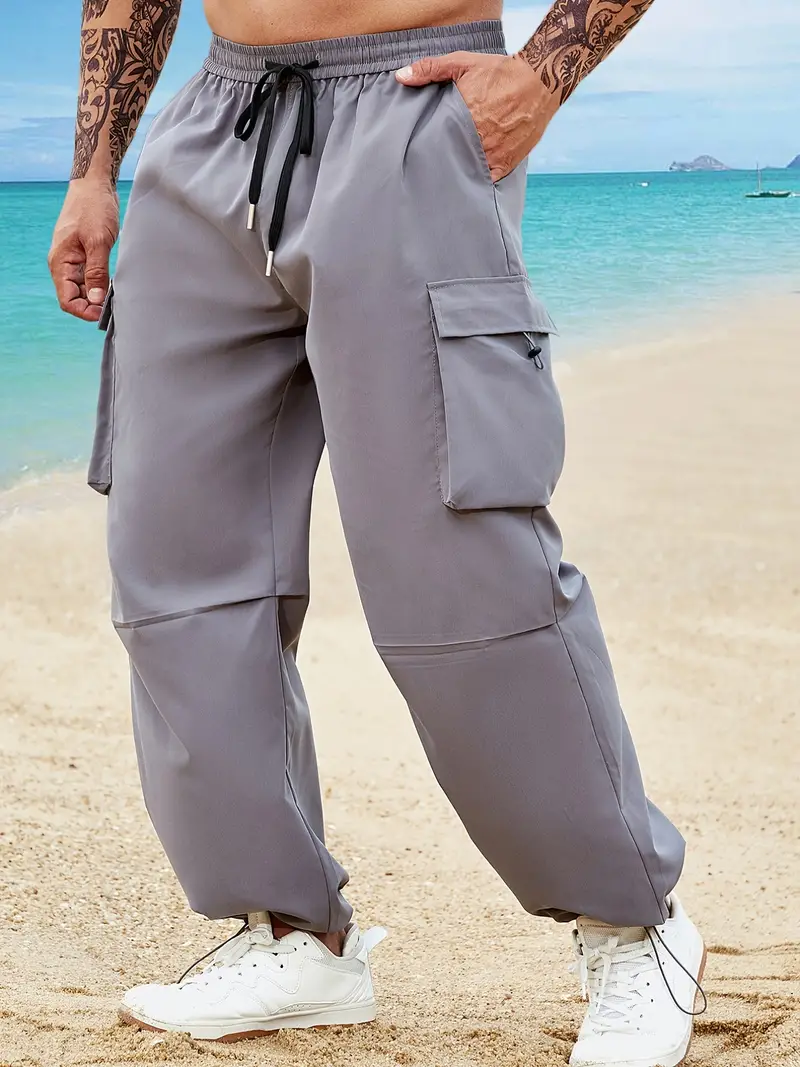 Plus Size Men's Fashion Gray Cargo Pants Joggers Sports Casual Pants Street  Wear Hip Hop Pants Cotton Pants Sweatpants Men‘s Long Pant