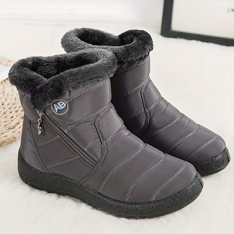Lined Snow Boots Women s Warm Faux Fur Winter Side Zipper - Temu