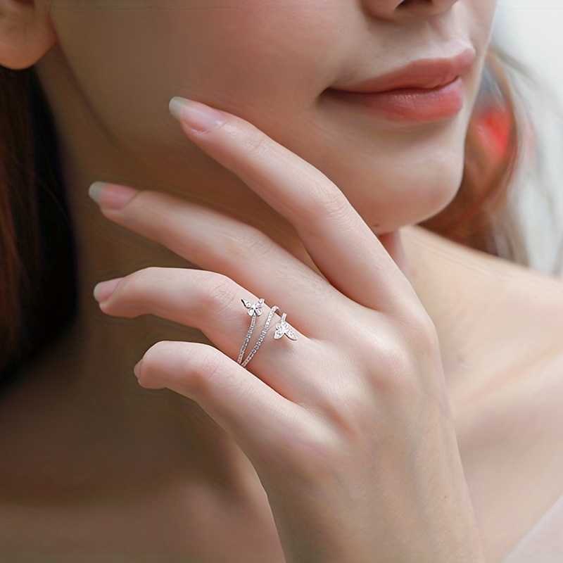 Women's Butterfly Wrap Ring Copper Zirconia April Birthstone