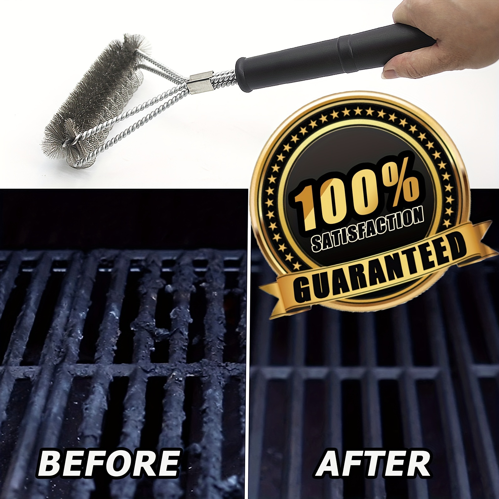 Grill Brush Bristle Free & Wire Combined Bbq Brush, Safe & Efficient Grill  Cleaning Brush- Grill Cleaner Brush For Gas/porcelain/charbroil Grates  Cleaning Supplies - Temu