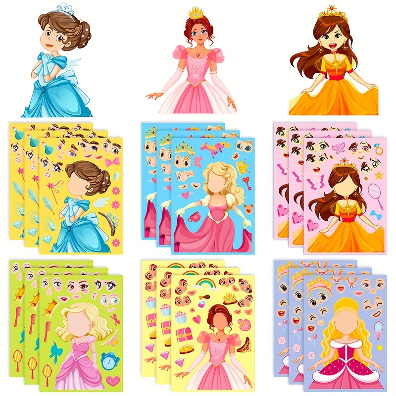 8Sheets Cartoon Dress Up 3D Bubble Stickers Lovely Princess Change Clothes  DIY Kawaii Sticker Toys for