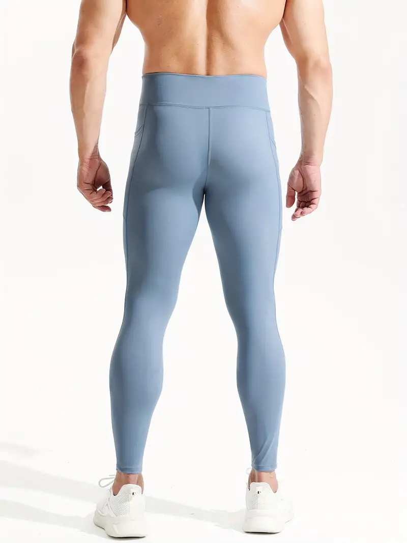 Men's Solid Color Pocket Leggings Active Quick Drying - Temu