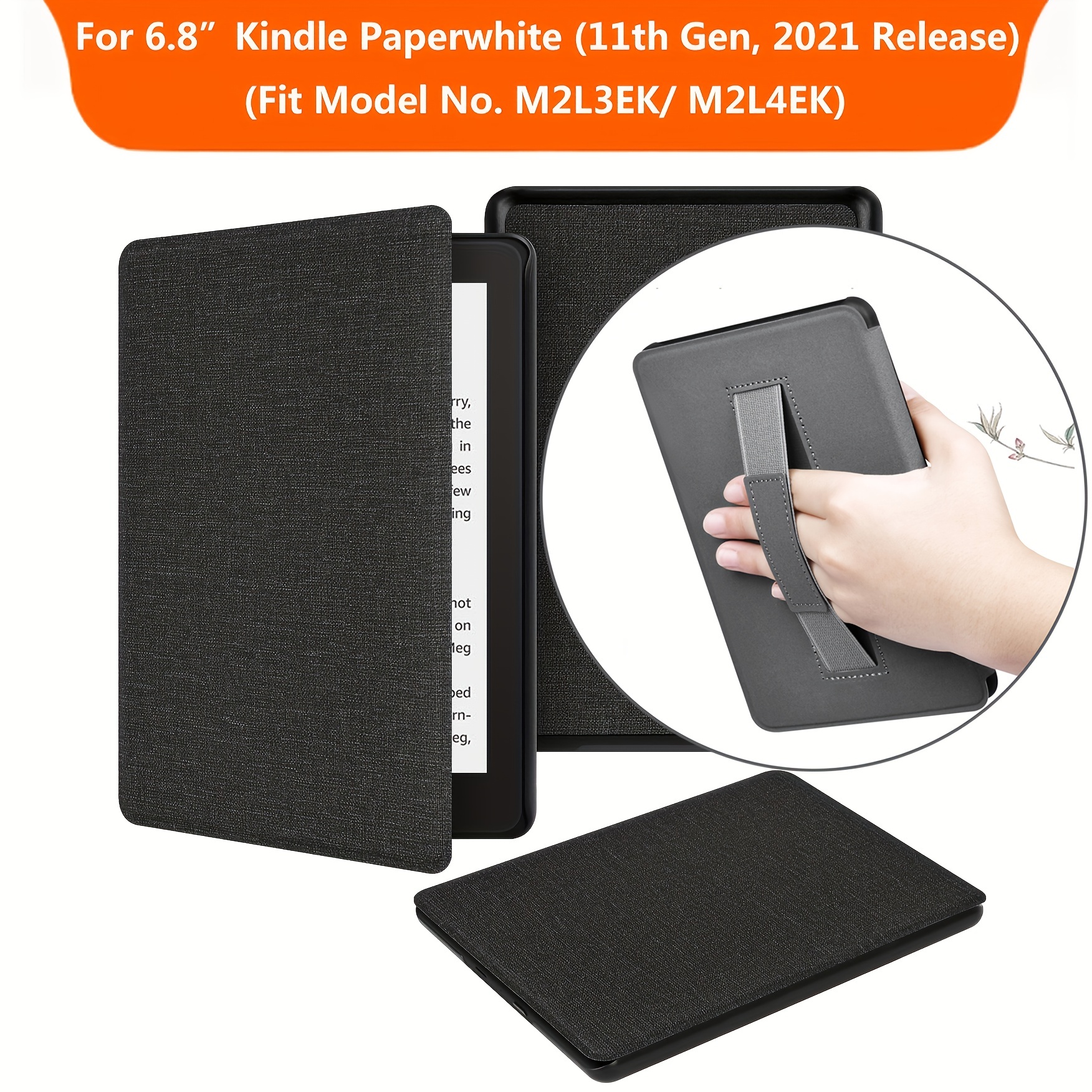 Étui en tissu pour Kindle Paperwhite (11e génération) d' - Noir