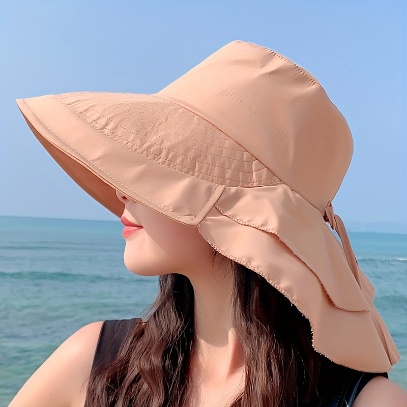 Women's Sun Protection Fishing Hat, Bucket Hat, Sun Hat, Lightweight Breathable Wide Brim with Ponytail Hole for Outdoor Cycling Fishing Hiking,Temu