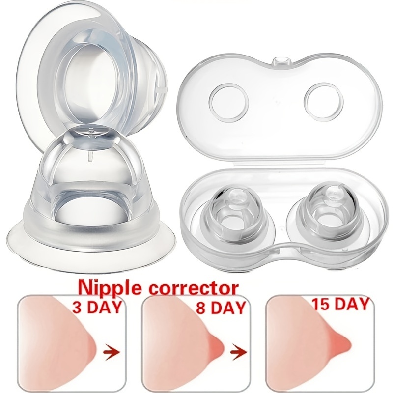 Nipple Suction Cups, Nipple Corrector Sucker Nipple Pullers Aspirator Women  Nipple Everter Flat Inverted for Breastfeeding Silicone with Case 
