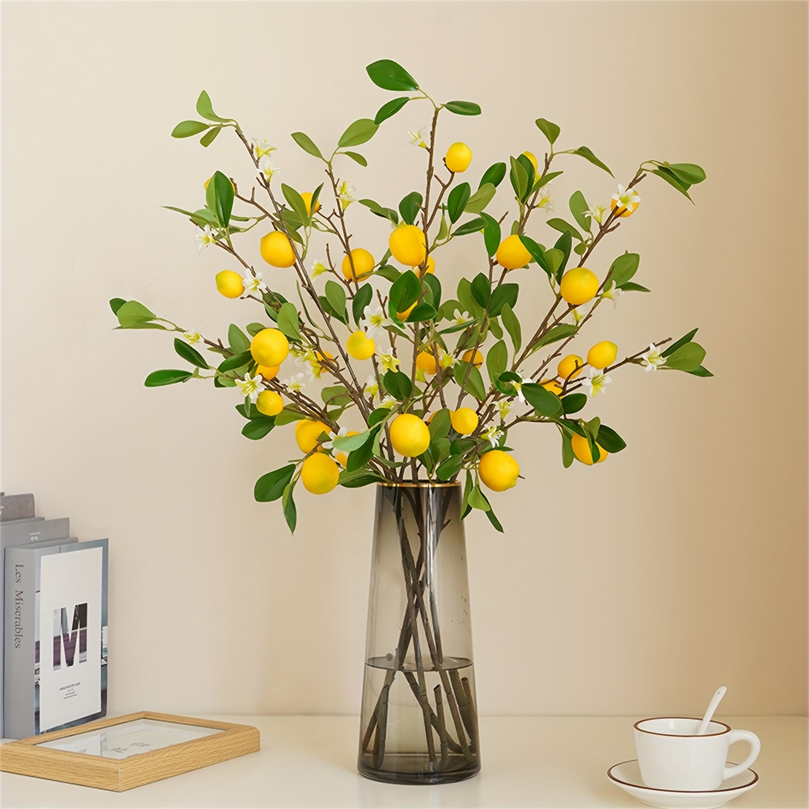 

Artificial Lemon Branches Decor Set - Plastic Faux Fruit Tree Twigs For Diy Vase Filler, Home Kitchen Table Centerpiece, Wedding & Party Decorations, Indoor Outdoor Farmhouse Display, 14+ Age Group