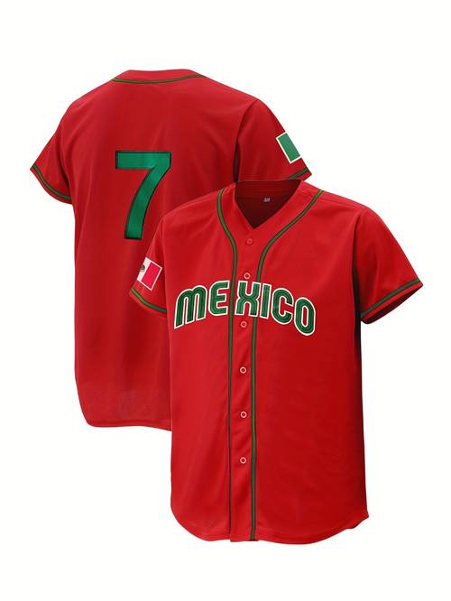 very popular mens mexico baseball jersey 7 34 56 red best quality embroidery bare board jerseys sweatshirt sportswear for party costume gift