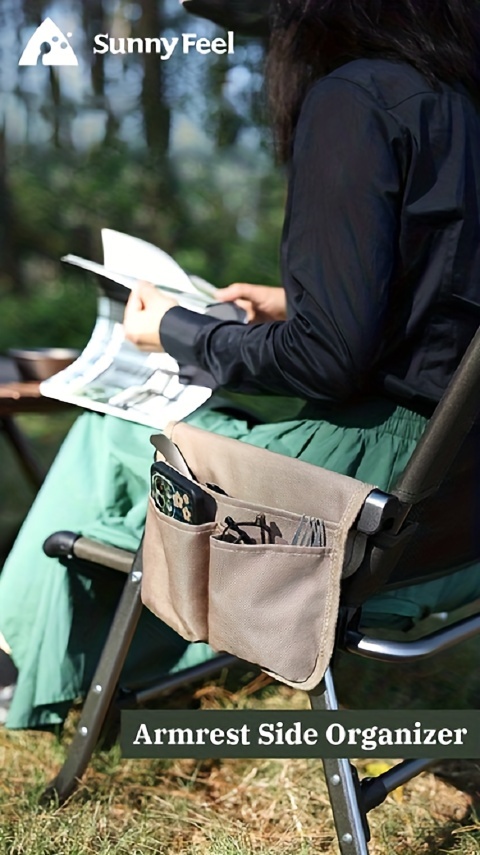 Camping Chair Armrest Storage Bag Canvas Folding - Temu