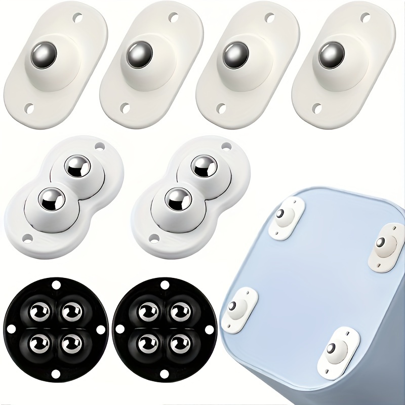 4pcs Rotating Storage Box Caster Ball Universal Trash Can Bottom Wheel  Pulley Self-adhesive Furniture Rollers