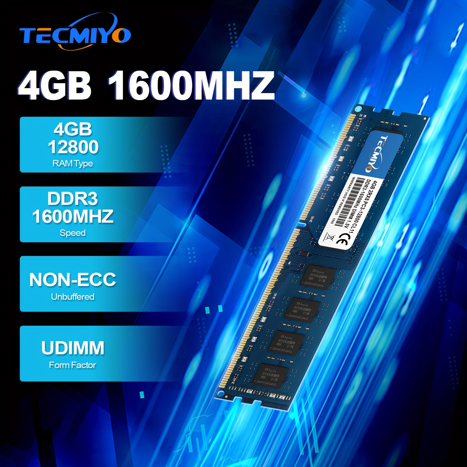 4GB PC3-12800 DDR3-1600MHz 240-Pin Non-ECC RAM Memory Module