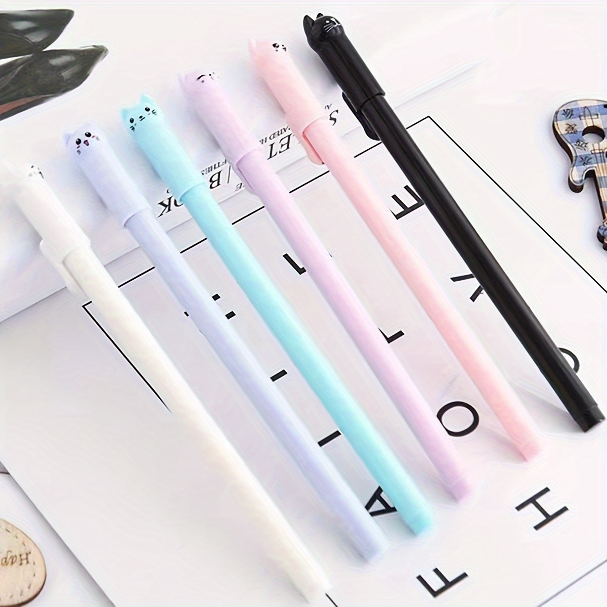 Creative Cartoon Cute Wagging Tail Meow Cat Gel Pen Black - Temu