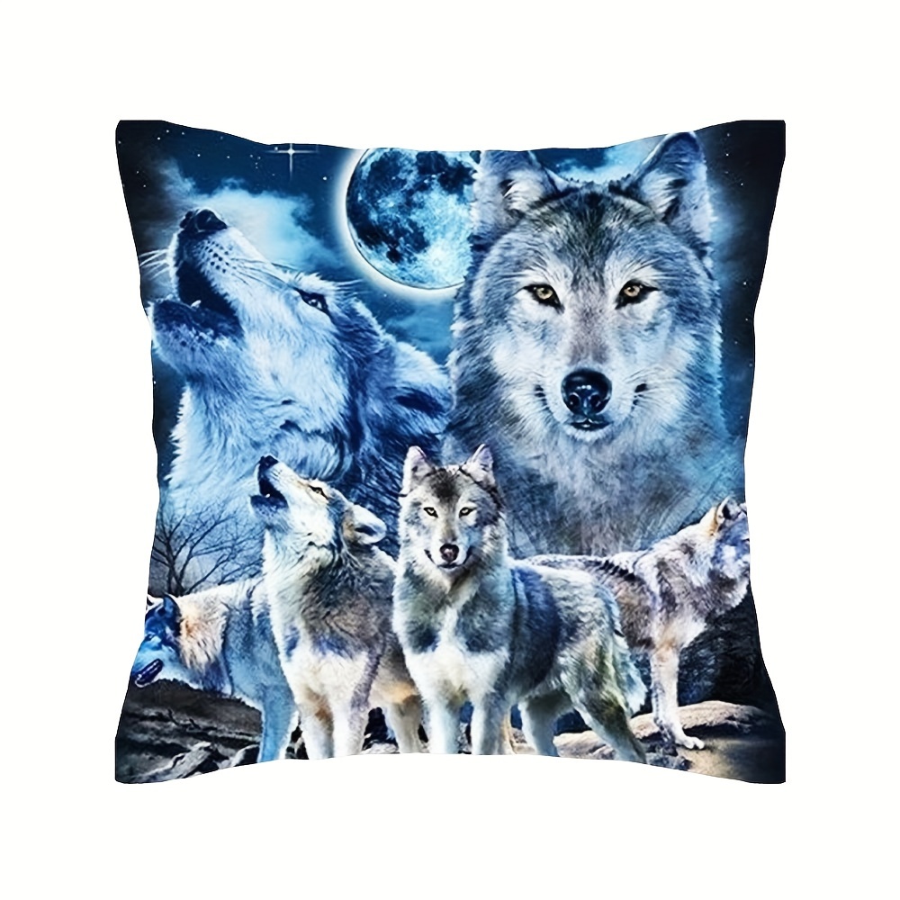 

1pc Party Wolf Decorative Sofa Pillow Case, Home Decor (cushion Is Not Included) 18x18inch