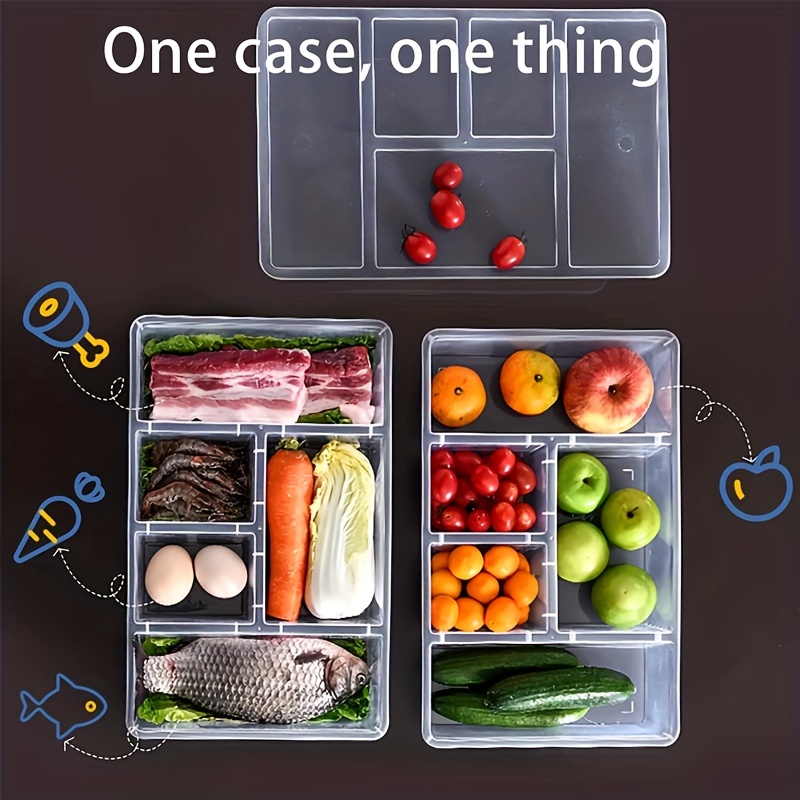 1pc Multi Grid Storage Box With Lid Snackle Box Food Container Compartment  Snack Containers For Fruit Vegetable Meat And Fish - Industrial &  Commercial - Temu