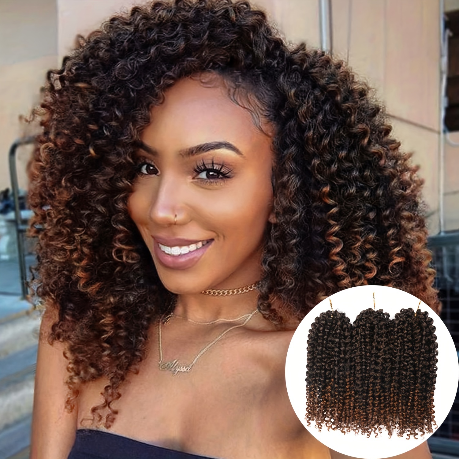 1pc Curly Crochet Hook Hair Weave Beach Waves Braids, 18 Inches