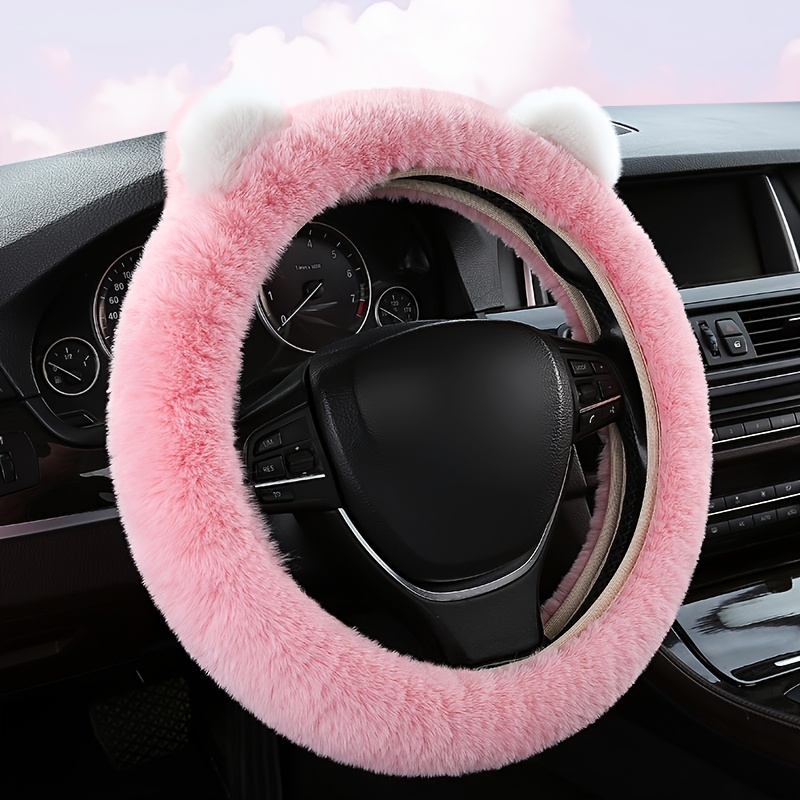 Fluffy Car Accessories Set Fluffy Steering Wheel Cover For - Temu