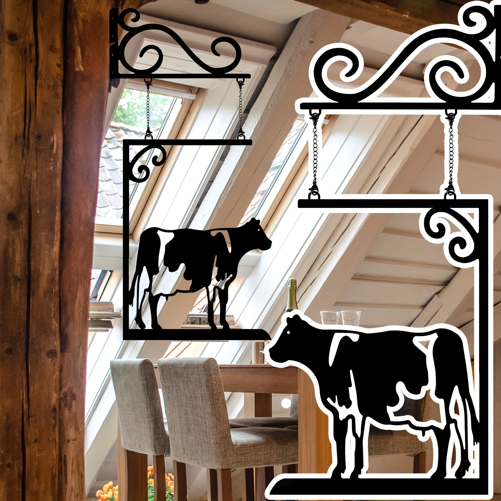 Farm Cow Door Sign Hanging Decoration, Metal Creative Cow Wall Decoration For Living Room Bedroom Porch Courtyard Wall Decoration