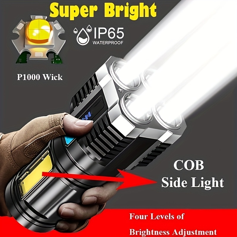 Linterna LED recargable por USB ultrapotente de 18650 lúmenes con