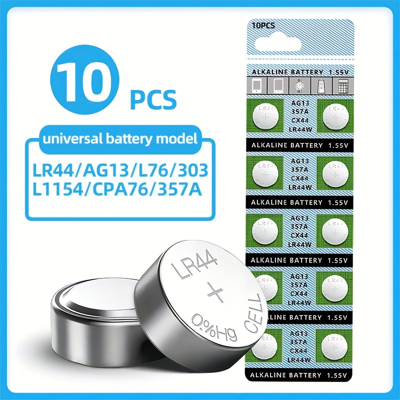 10PCS AG13 LR44 A76 1.55V Button Batteries For Watch Toys Remote Cell Coin