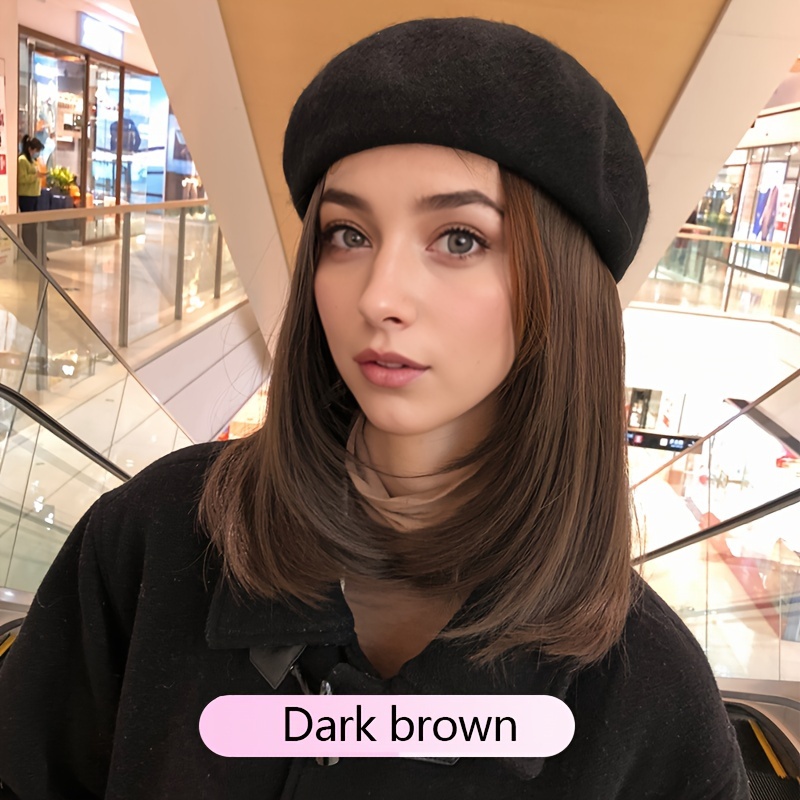 Hat Wig One Woman Fashion Simulation Hair Beret Collarbone Temu