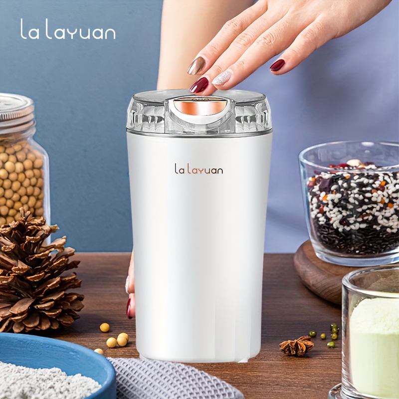 Finphoon Coffee Grinder Electric, Spice Grinder, Coffee Bean Herb Grinder with Integrated Brush Spoon, One-Touch Push-Button Stainless Steel