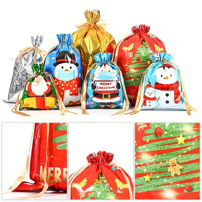 Christmas Red Velvet Santa Claus Bags With Drawstring Cord - Temu